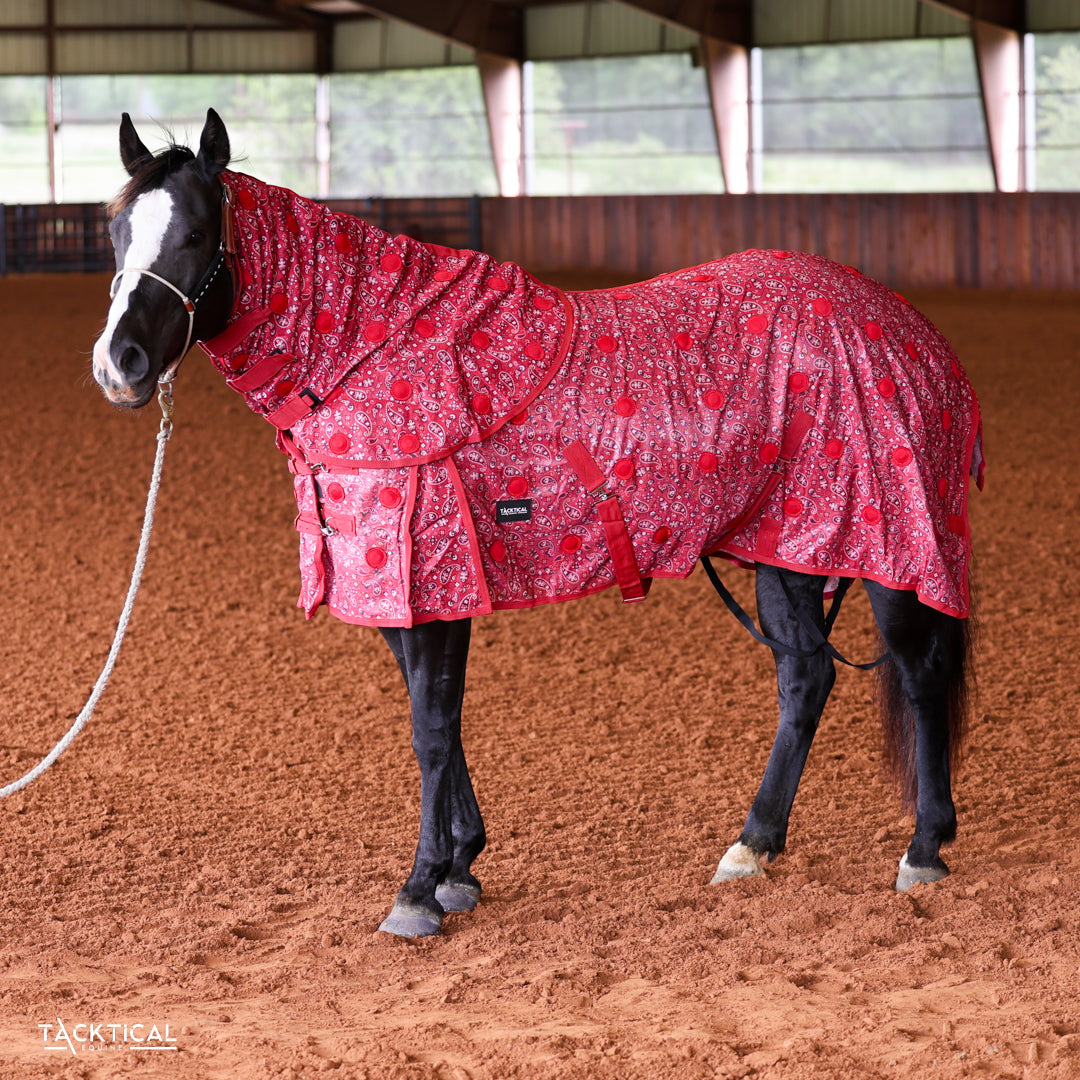 RED BANDANA MAGNETIC MESH THERAPY SHEET WITH DETACHABLE NECK