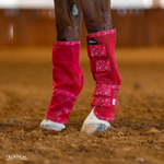 Load image into Gallery viewer, TACKTICAL RED BANDANA CONTOURED MESH FLY BOOTS - SET OF 4