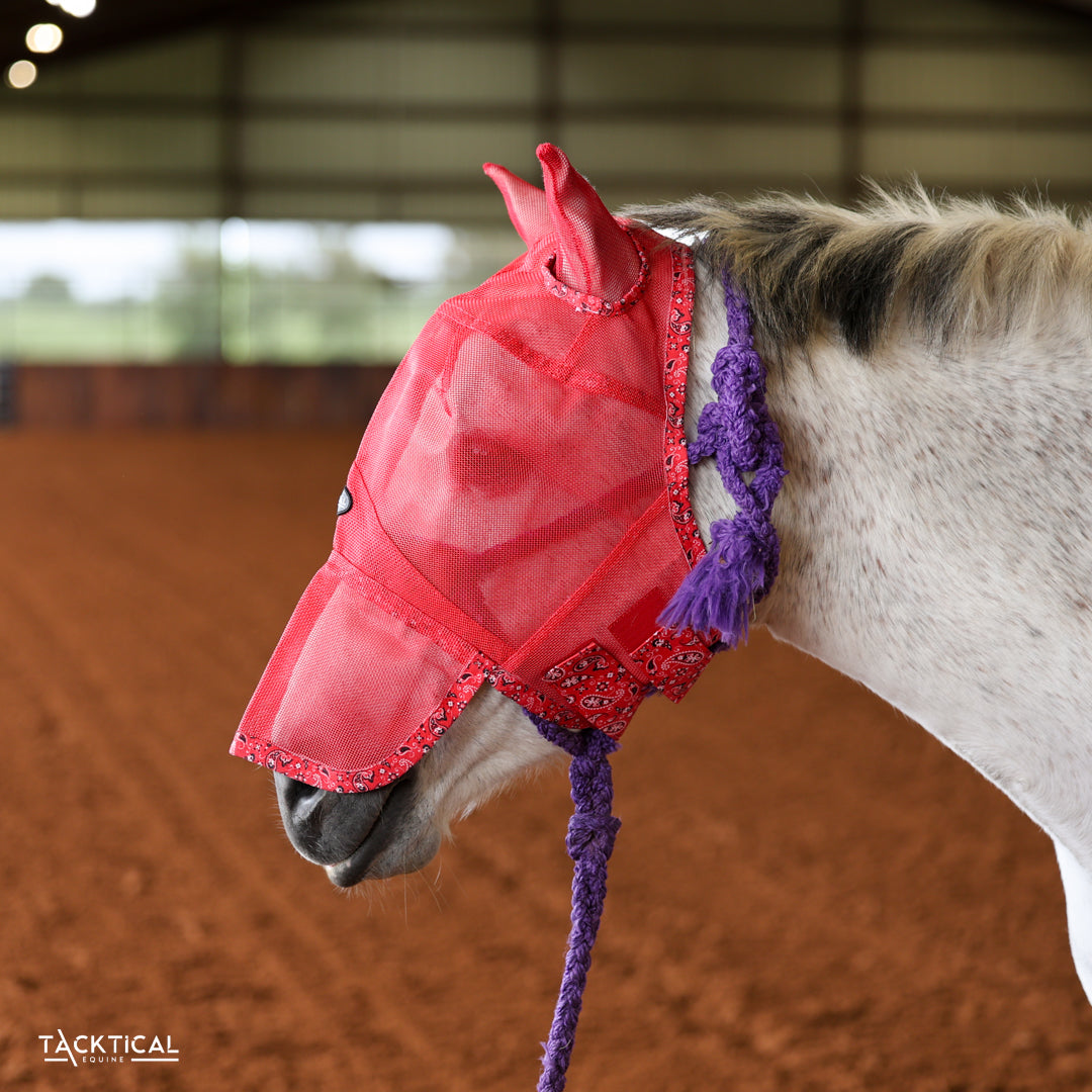 TACKTICAL BANDANA PRINT FLY MASK W/ EAR & NOSE - PONY