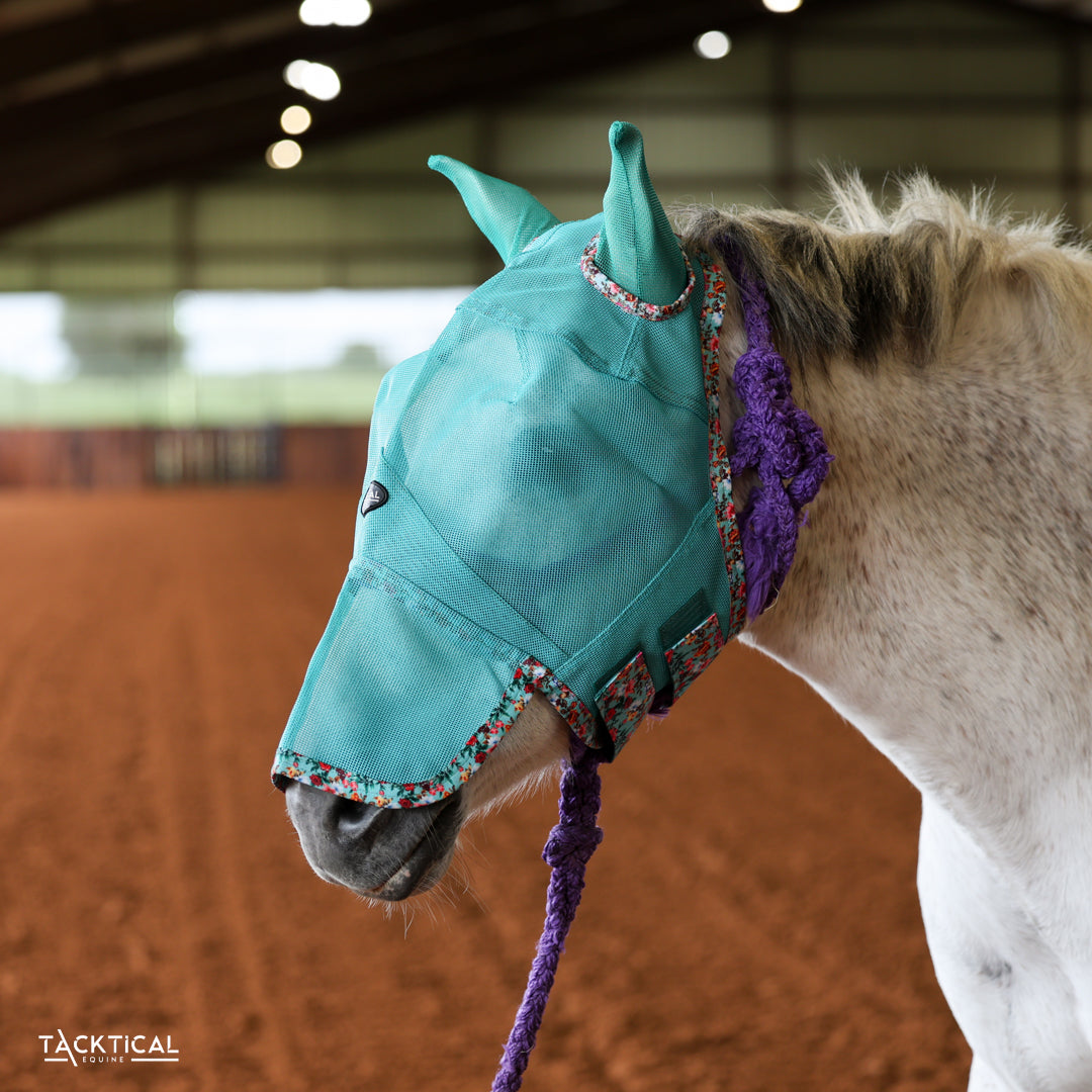 TACKTICAL BLOOM PRINT FLY MASK W/ EAR & NOSE - PONY