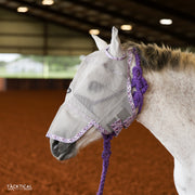 TACKTICAL PURPLE PEONY PRINT FLY MASK W/ EAR & NOSE - PONY