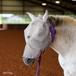 Load image into Gallery viewer, TACKTICAL PURPLE PEONY PRINT FLY MASK W/ EAR &amp; NOSE - PONY