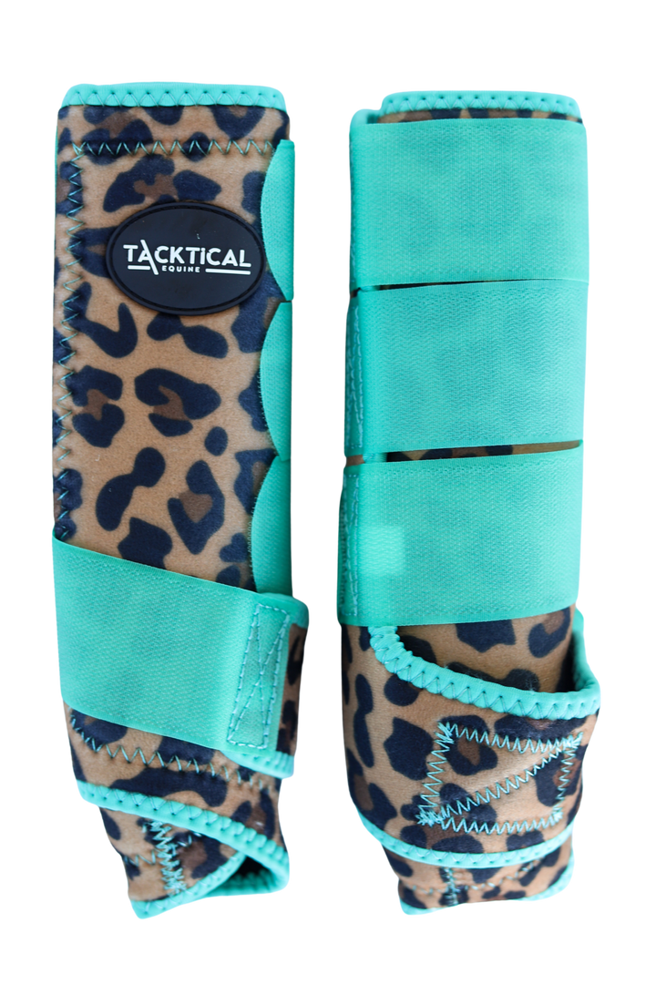 TACKTICAL LEOPARD TURQUOISE SPLINT BOOTS PAIR Tacktical