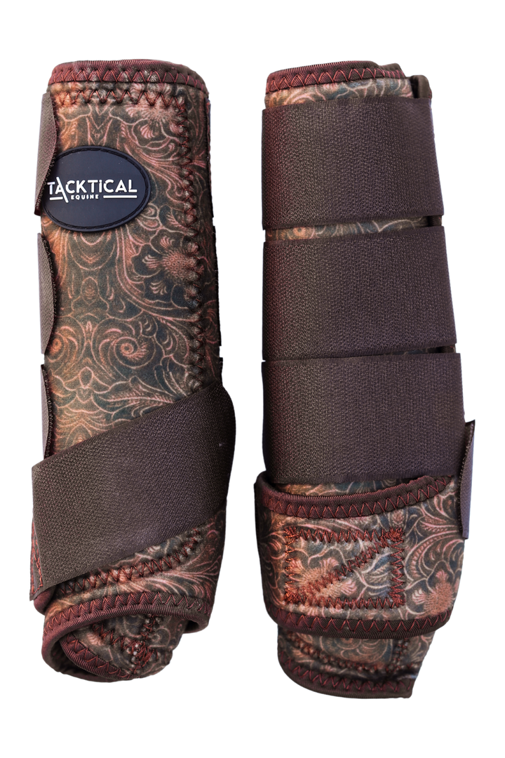 TACKTICAL™  TOOLED LEATHER SPLINT BOOTS  (PAIR)