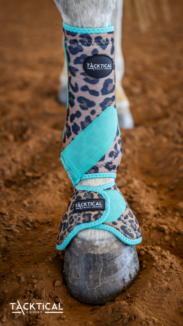 TACKTICAL LEOPARD TURQUOISE SPLINT BOOTS PAIR