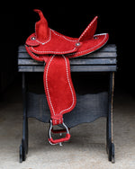 Load image into Gallery viewer, TACKTICAL™ 13.5&quot; RED SECURE SEAT SADDLE (ROUND SKIRT)
