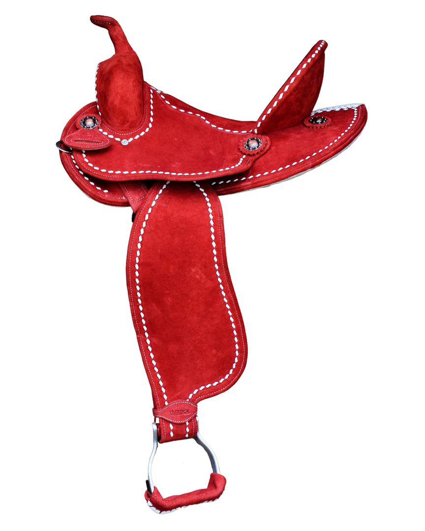 TACKTICAL™ 13.5" RED SECURE SEAT SADDLE (ROUND SKIRT)